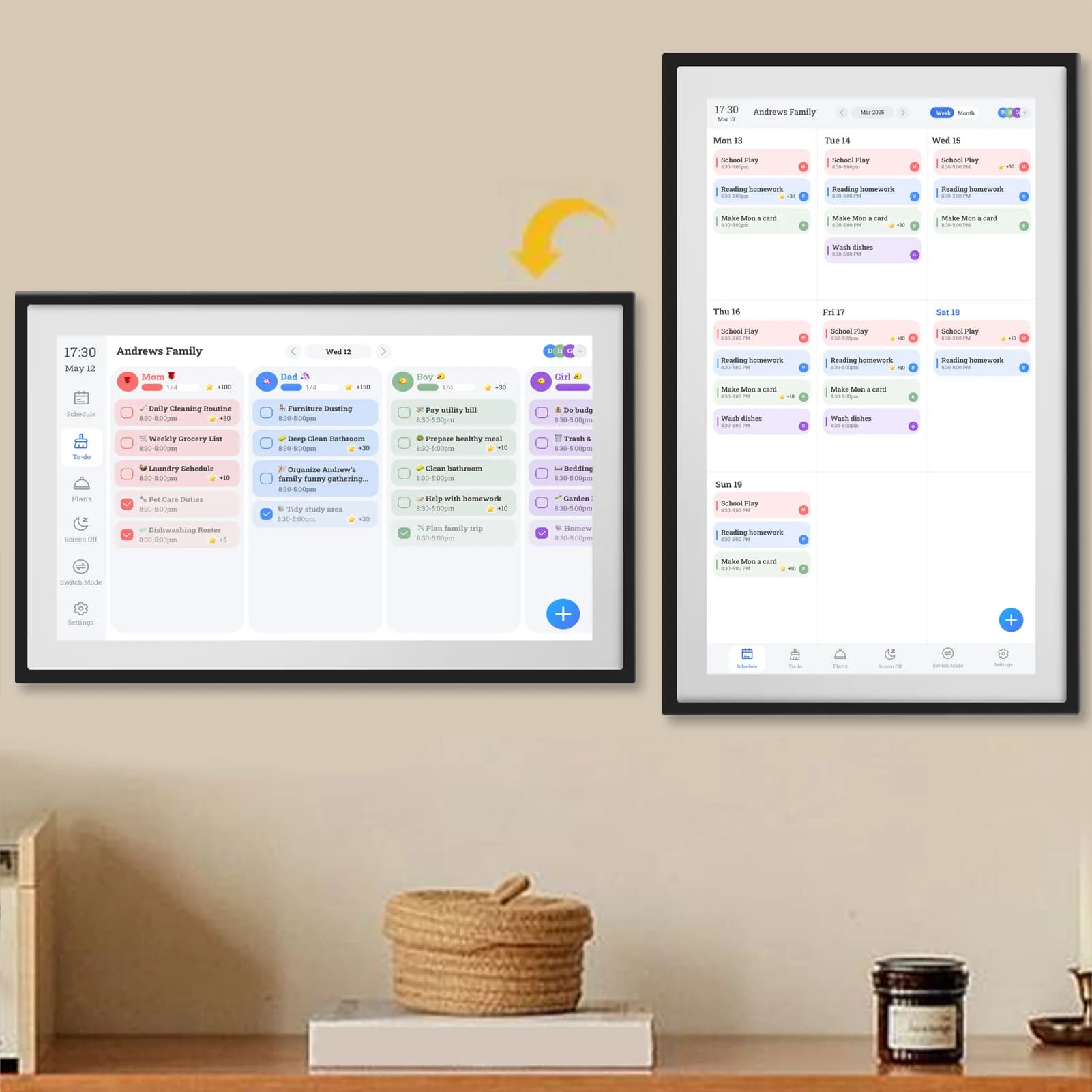 【Nuovo】Pianificatore da parete WiFi da 15,6 pollici Calendario digitale Grafico dei lavoretti 1920x1080 Touchscreen intelligente Display interattivo Supporto da scrivania da parete