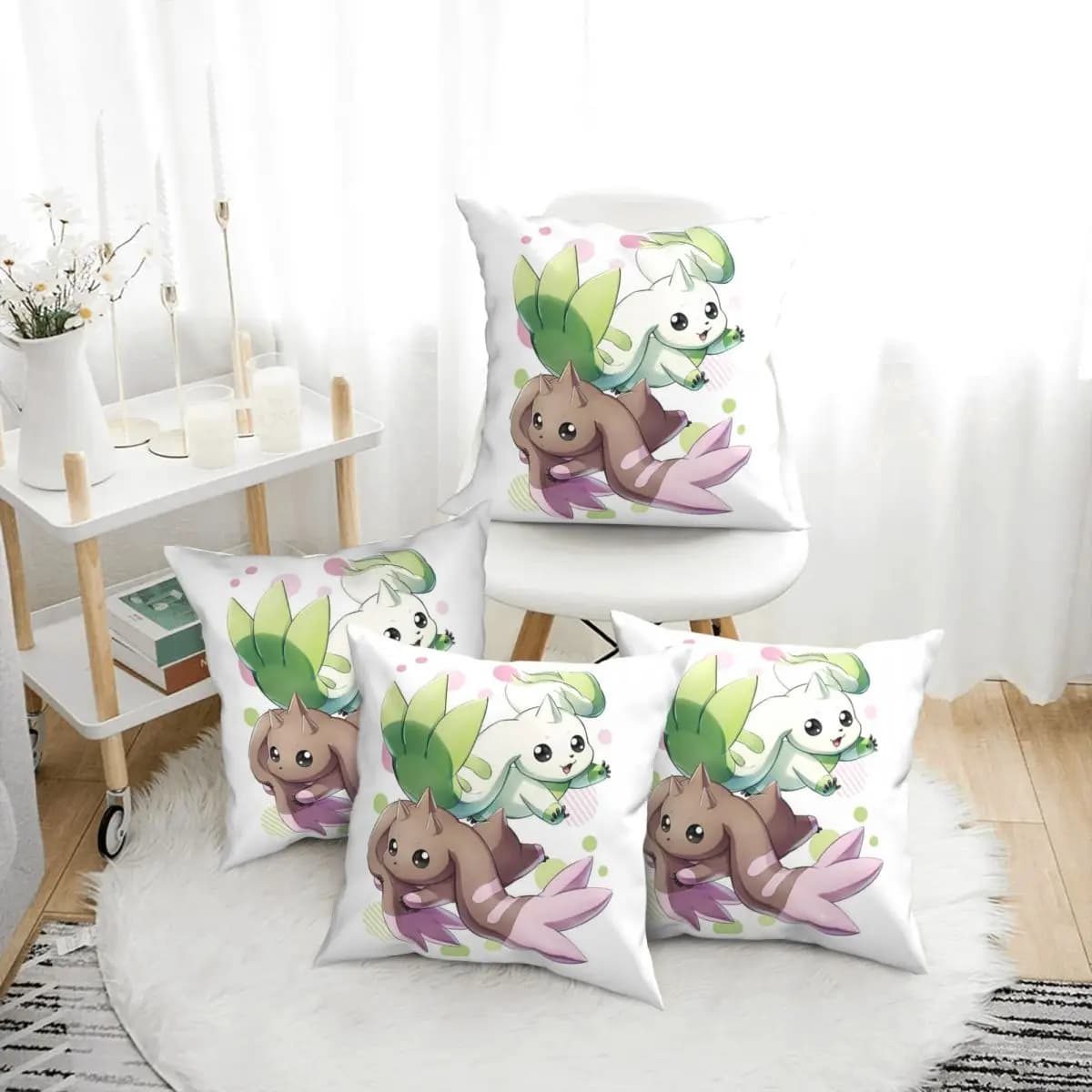 Terriermon Lopmon 4 pezzi federa quadrata fodera per cuscino decorazione comfort cuscino per divano di casa