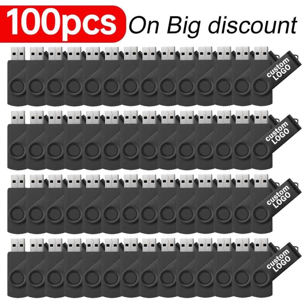 100 Pezzi Chiavetta USB 2.0 da 128MB a 64GB, Pennetta USB 4GB 2GB con Logo Personalizzato Gratuito, Miglior Regalo
