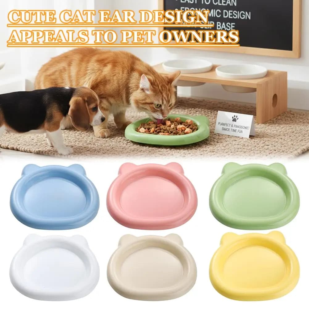 Ciotola per gatti in plastica a forma di gatto, ciotole larghe per cibo, piatto piano per cibo umido e secco, anti-caduta, anti-ribaltamento, simpatica ciotola per gatti, accessori per animali domestici