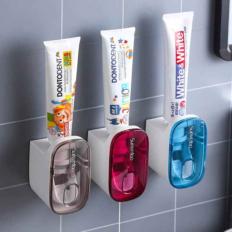 Portaspazzolino da parete con dispenser automatico di dentifricio, spremi dentifricio, semplifica il mattino