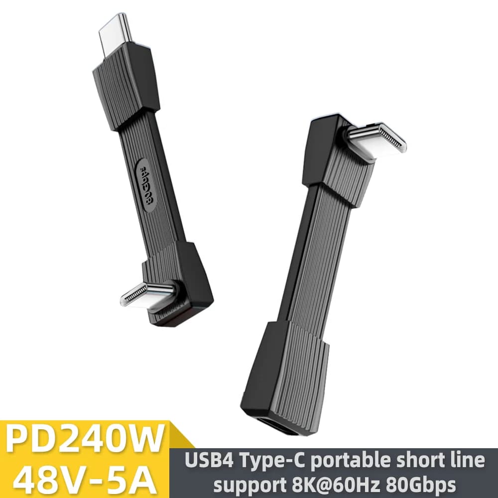 Cavo USB 4.0 da Type-C a Type-C 240W per ricarica rapida, trasmissione dati 80Gbps, 8K60Hz, cavo flessibile corto tridimensionale.
