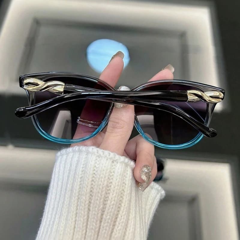 1/2 pezzi moda femminile occhiali da sole rotondi occhiali da sole anti-UV design sfumato stile semplice occhiali con montatura a blocchi di colore UV400