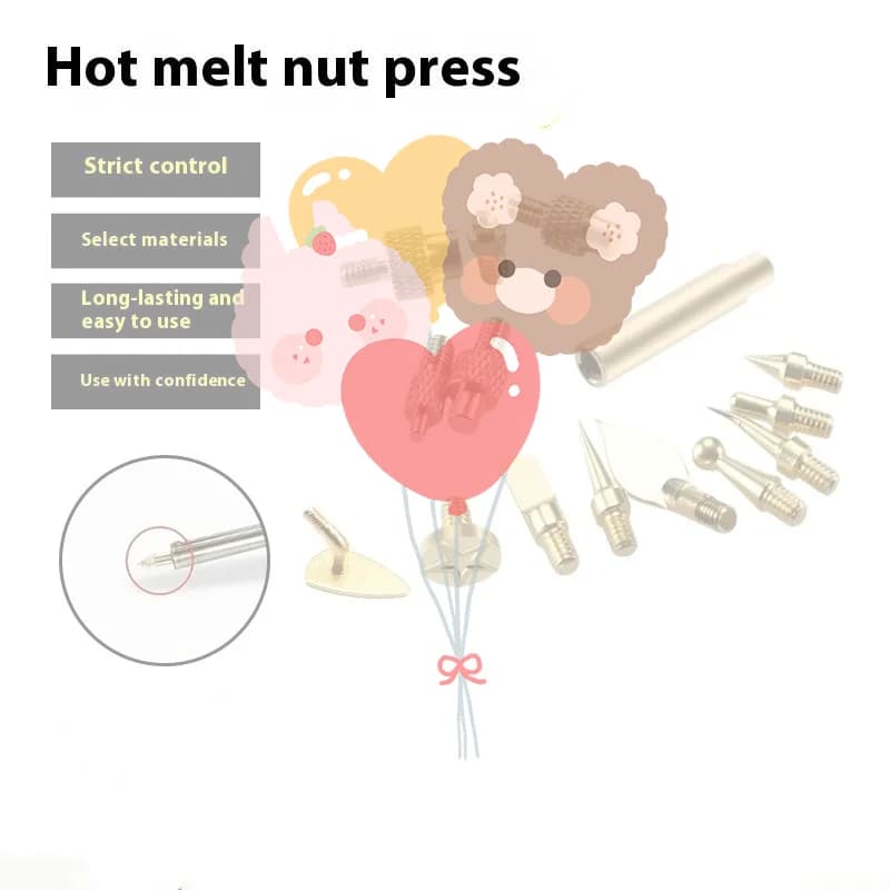 Kit di Inserti Filettati a Caldo (7/9/10 Pezzi) M2 M3 M4 M5 M6 M8 in Ottone per Saldatore a Punta in Ferro, Strumento per Stampanti 3D in Plastica