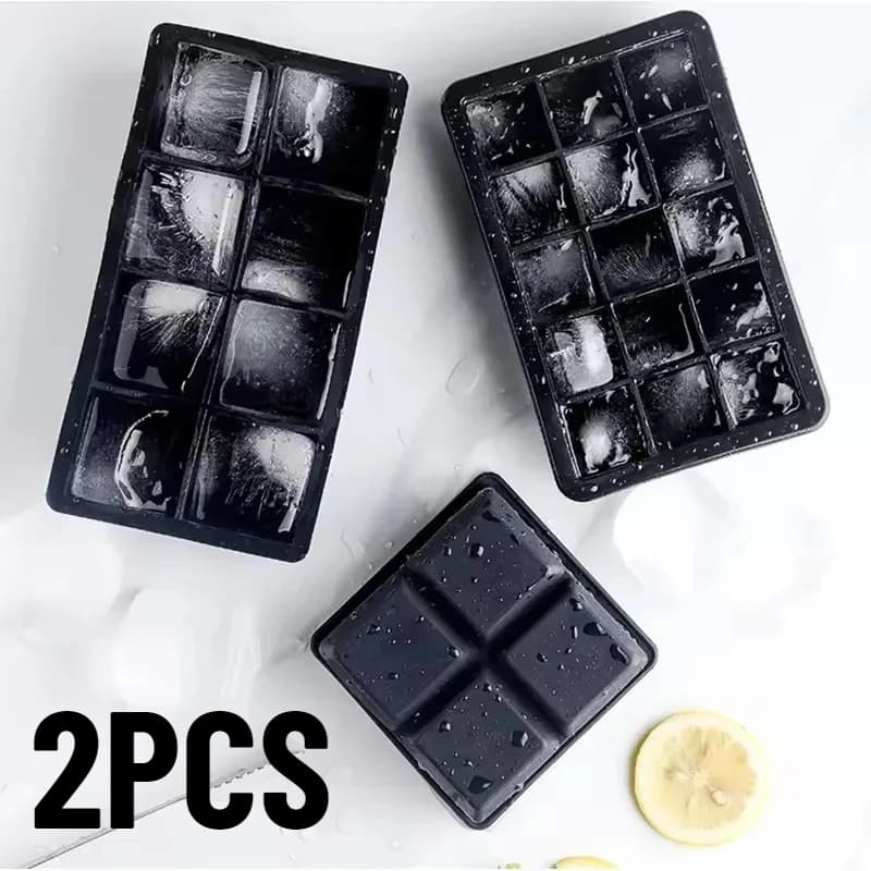 2PCS Stampo per cubetti di ghiaccio in silicone 4/6/8/15 Griglia per bevande fredde Riutilizzabile per uso domestico Miscelazione di bevande Stampo per cubetti di ghiaccio in silicone essenziale