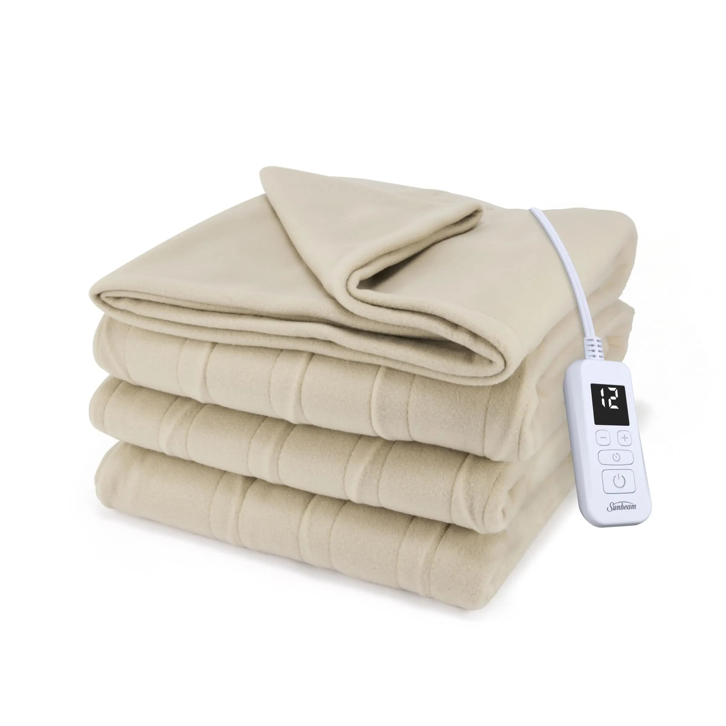 Coperta Elettrica Doppia 213x157 cm in Ultra Pile, 12 Impostazioni di Calore, Spegnimento Automatico 12 Ore, Riscaldamento Rapido, Lavabile in Lavatrice, Cozy Pebble