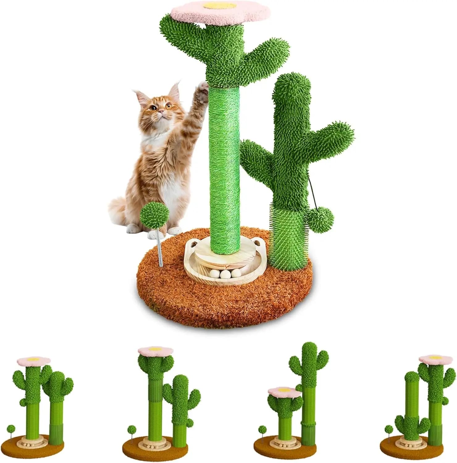 Nuovo Tiragraffi per Gatti Fai-da-te 2026 con Spazzola Auto-Pulente e Giocattolo a Sfera, Mobili Modulari in Sisal per Gatti da Interno