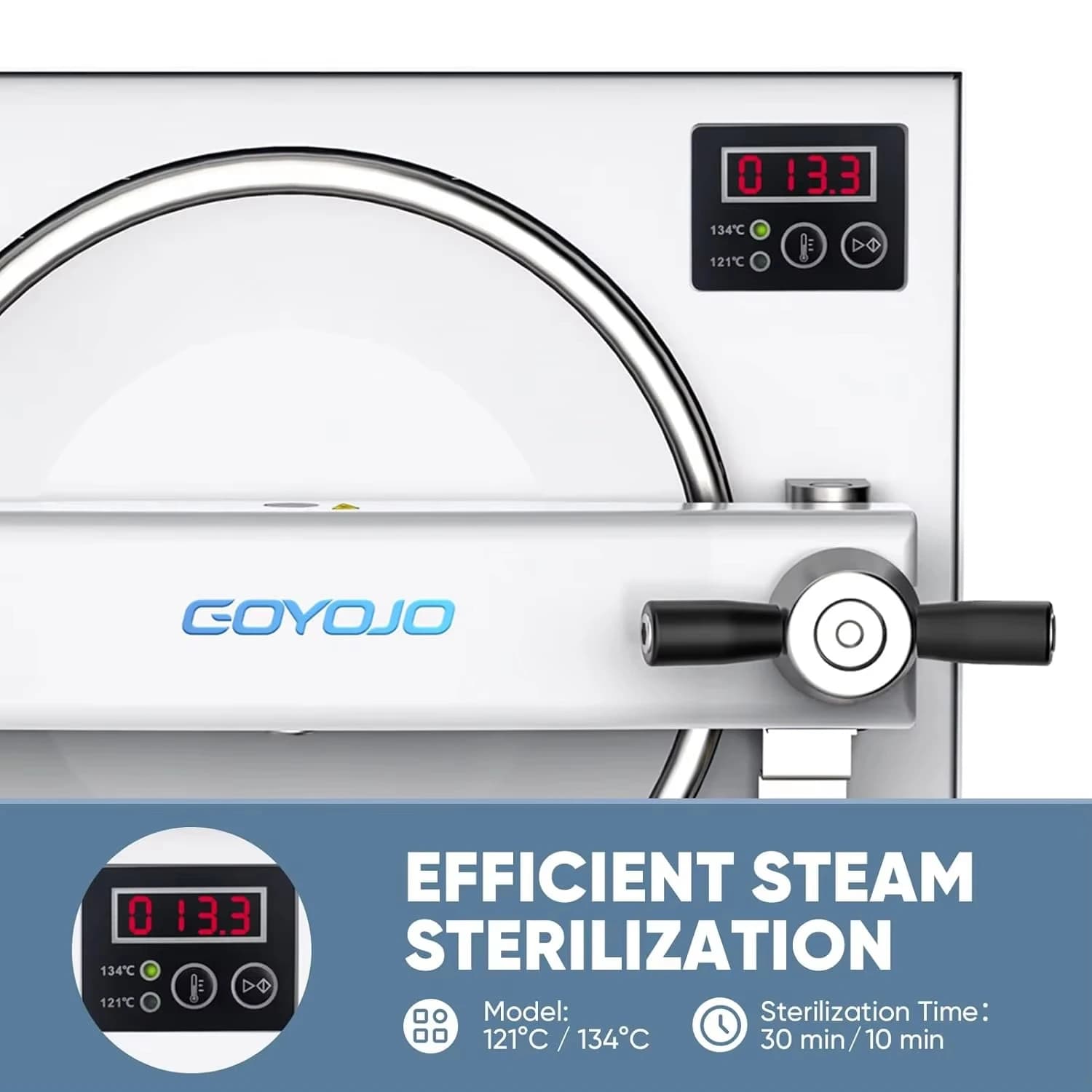 GOYOJO 18L Dental Steam Autoclave Sterilizer Tabletop Class N High Pressure Steam Sterilizer with Digital Control & Fast Cycle – for Tattoo, Beauty Salon, Lab & Solid Tools