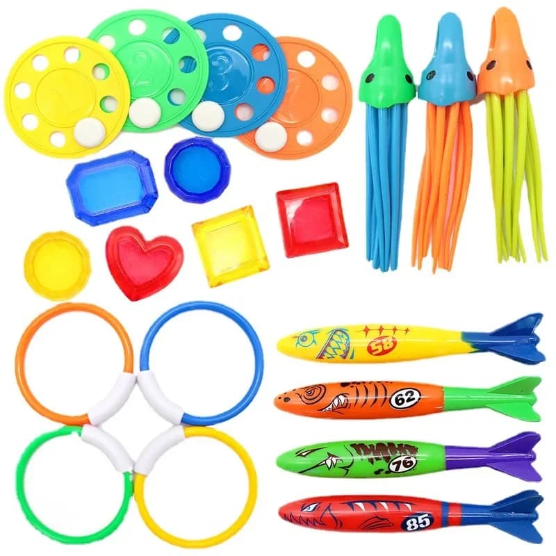 Set di Giocattoli Subacquei per Bambini, Giochi Estivi per Piscina, Caccia al Tesoro Subacquea, Torpedo, Pesci, Piante, Delfini, Galleggianti, Giocattoli Acquatici, Regali