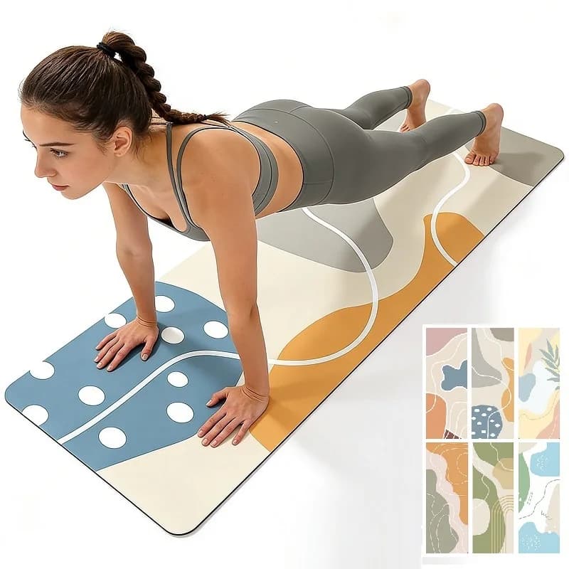 Yoga Mat in Natural Rubber Printed Effetto Scamosciato 1.5mm, Resistant to wear, Portable, Professional, Anti-slip, Foldable, for Fitness