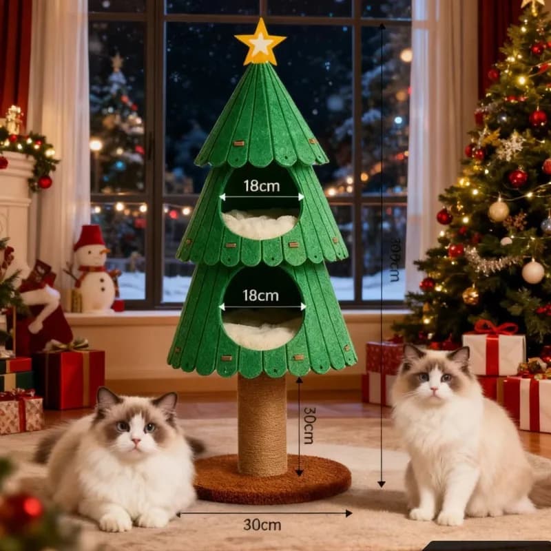 Christmas Tree Cat Tree Multi-Level Climb Stimulating Nature Decoration Cat Bed 3D Felt Ladder Removable Plush Pad ChristmasGift