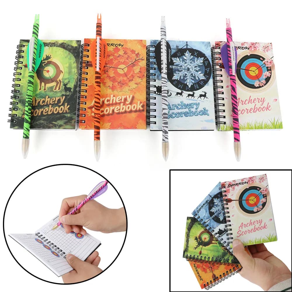 Tiro con l'arco Segnapunti 50 Quaderno contrassegno di carta Libro di punteggio da competizione bersaglio Penna nera Archer Regalo Tiro Formazione Pratica Notebook