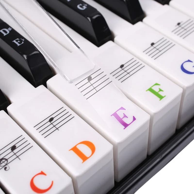 Adesivi per tastiera di pianoforte 88 tasti 61 tasti Etichette con note musicali per principianti Etichette trasparenti in PVC per tasti di pianoforte Guida alle note del pianoforte