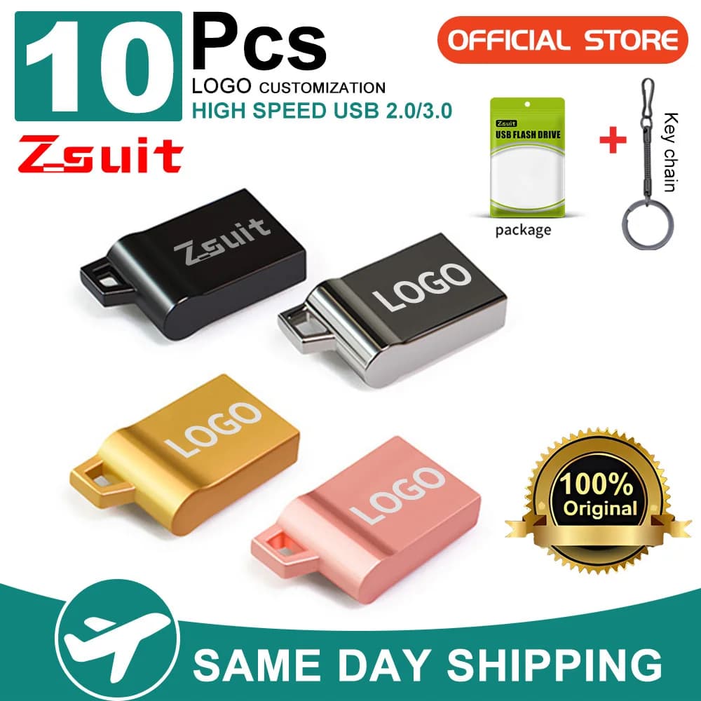 Zsuit 10PCS Mini USB Sticks 4G 8G Pen Drive 16GB Chiavetta USB ad alta velocità 64GB Logo gratuito Memory Stick regalo Disco U impermeabile