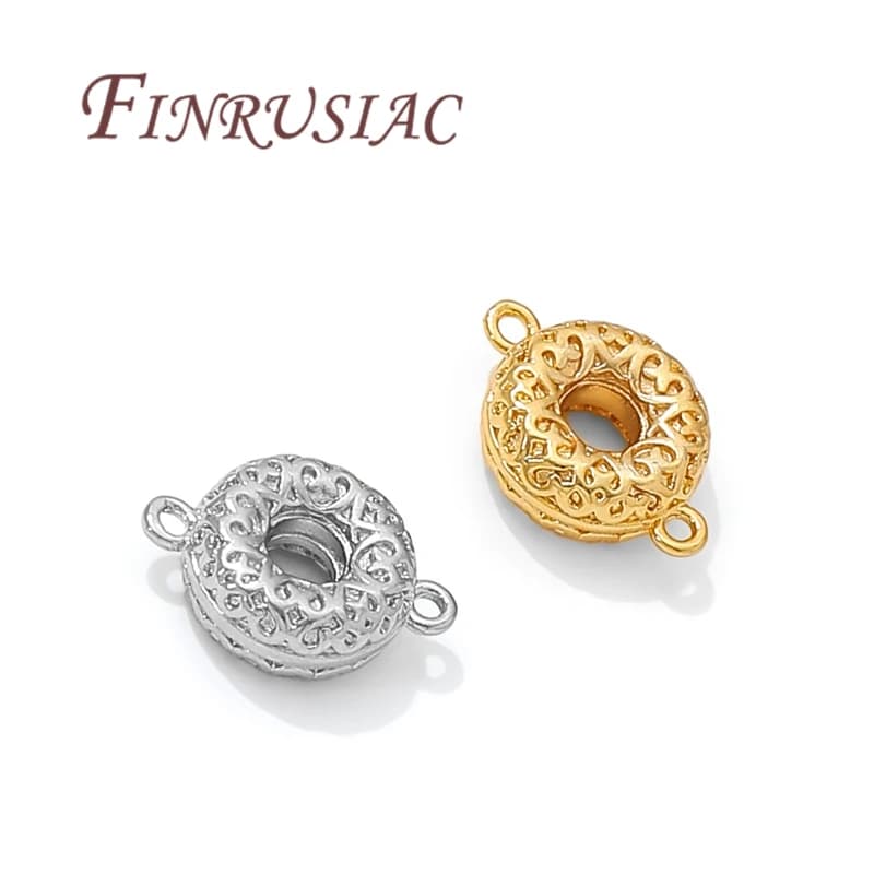 18K gold plated round connectors for jewelry, connectors with necklace pendants, jewelry supplies, DIY bracelet accessories