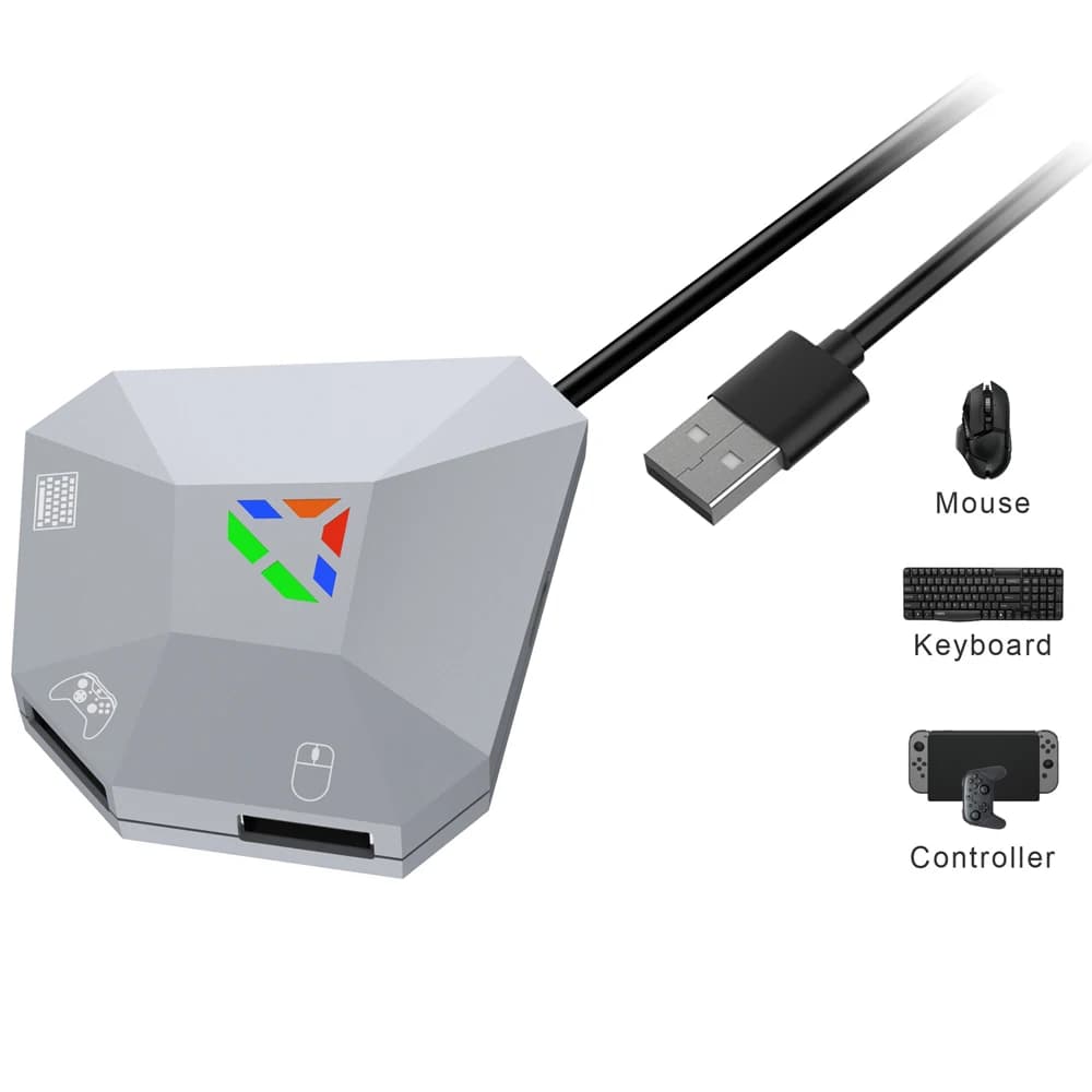 per PS4/3/per Xbox SeriesS X/per Xbox One/PC/per Switch, adattatore tastiera e mouse con connessione USB cablata, convertitore indicatore LED