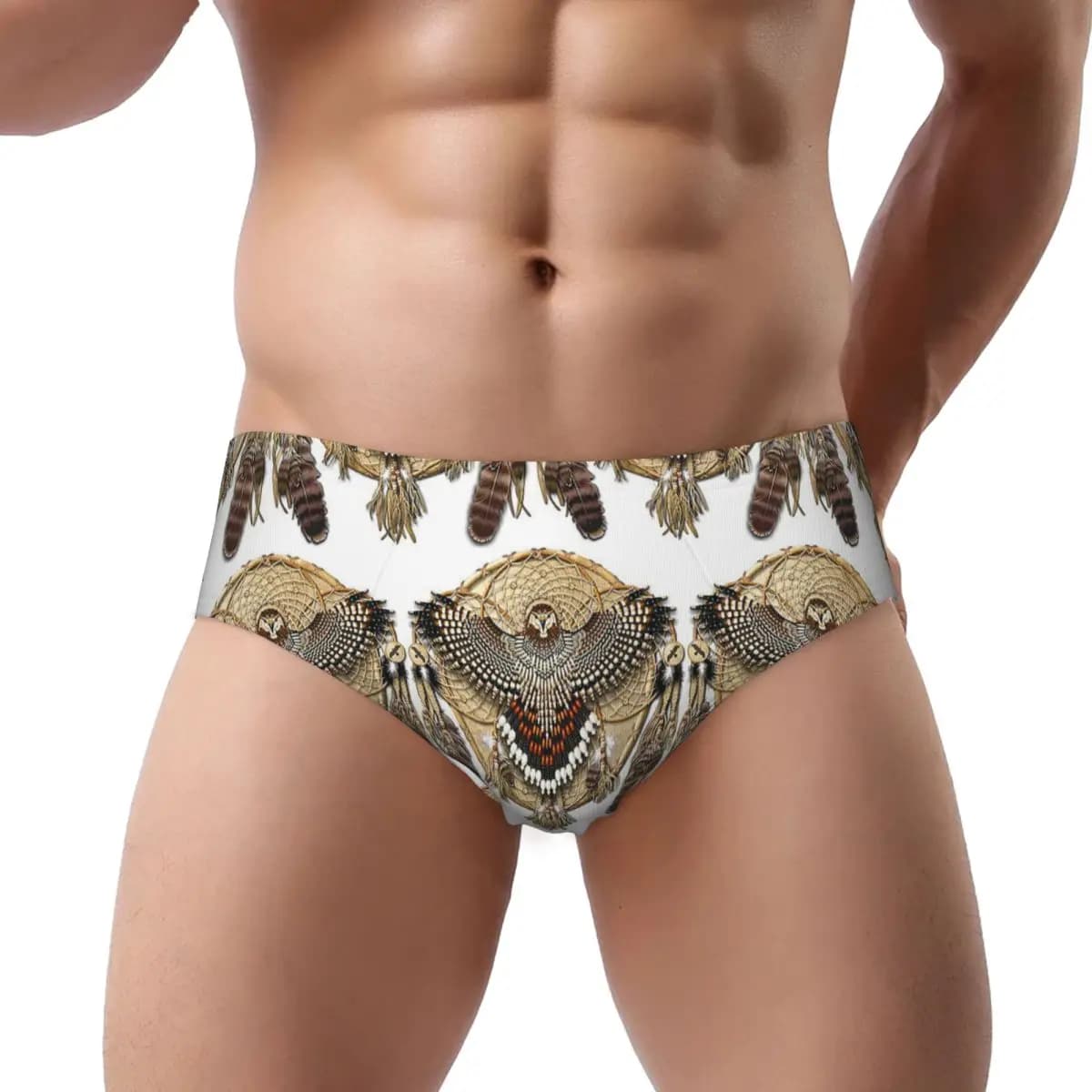 Red-Tail Hawk Dreamcatcher Mandala Men Triangle Panties Breathable Boxer Underpants Short Underwear for Homme Man Boyfriend