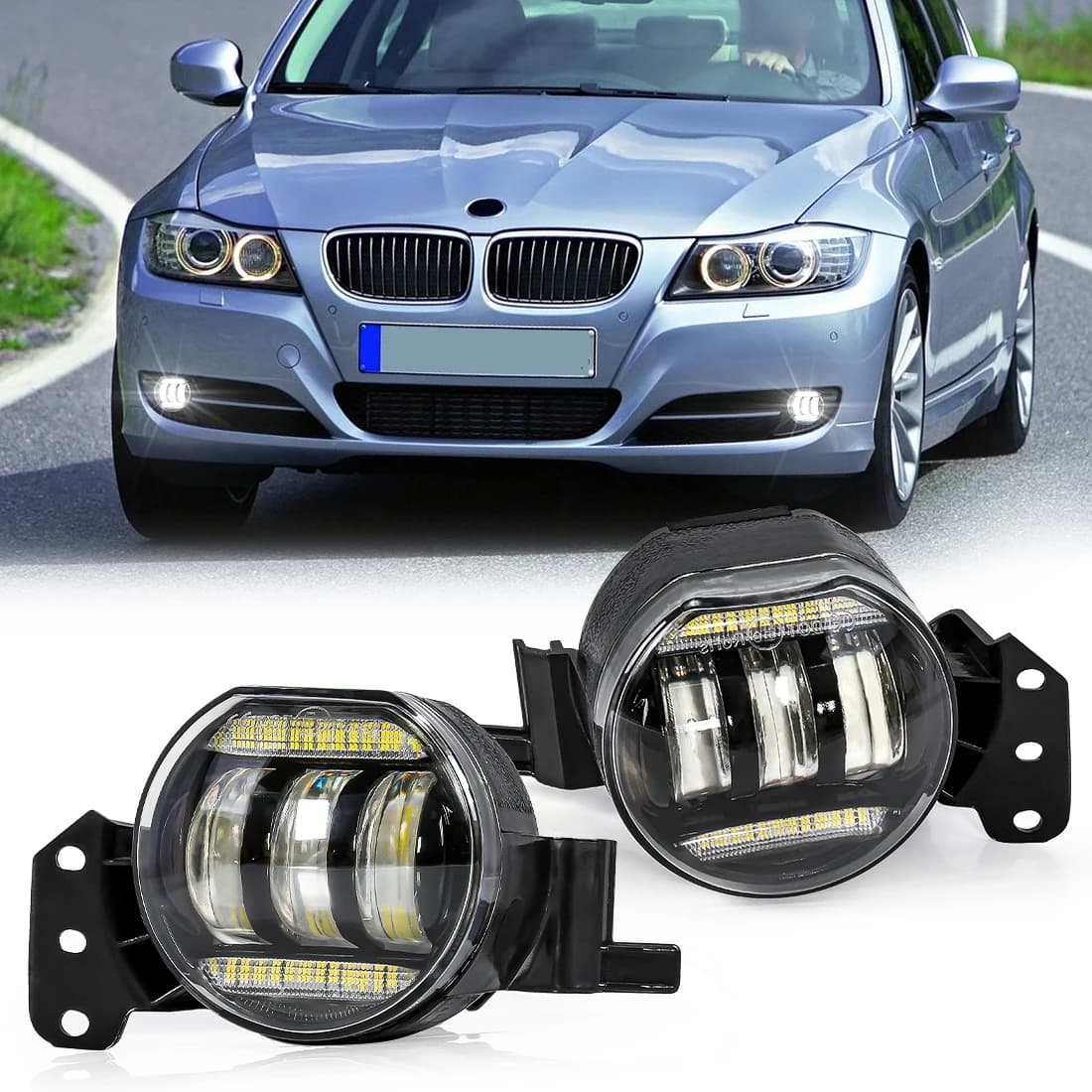 Gruppo fendinebbia anteriore per auto per BMW E60 E90 E63 E46 323i 325i 525i DRL faro LED lente Angel Eyes accessori alogeni 12V