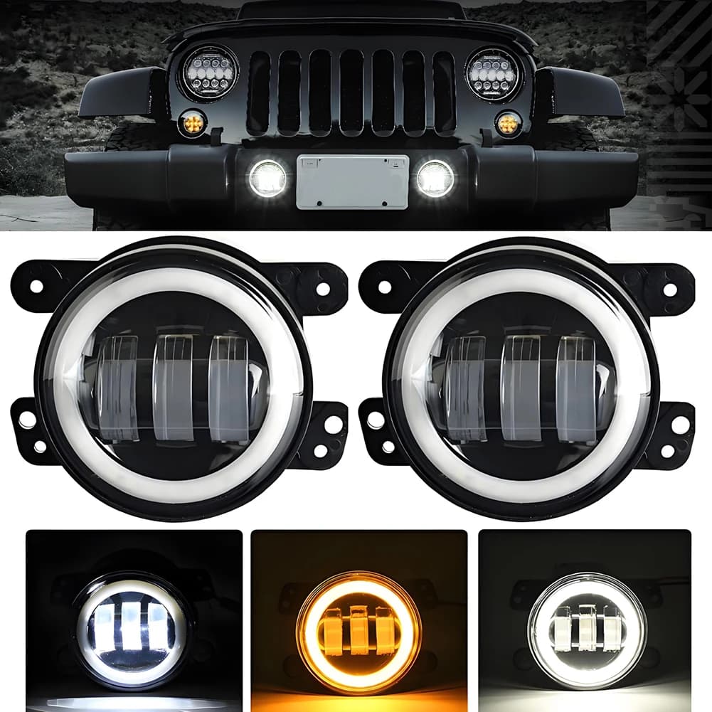 Faro Fendinebbia Nero da 4 Pollici per Guida Notturna, Luce Spot, Lampada di Guida con Lente in PC, Impermeabile IP67, in Lega di Alluminio