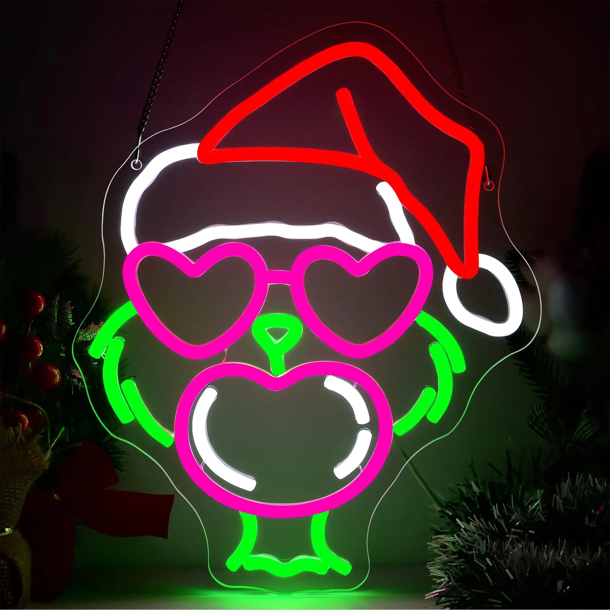 Insegna al neon natalizia per decorazione da parete con interruttore dimmerabile Insegna luminosa natalizia per soggiorno Negozio Decorazione per finestra grotta uomo