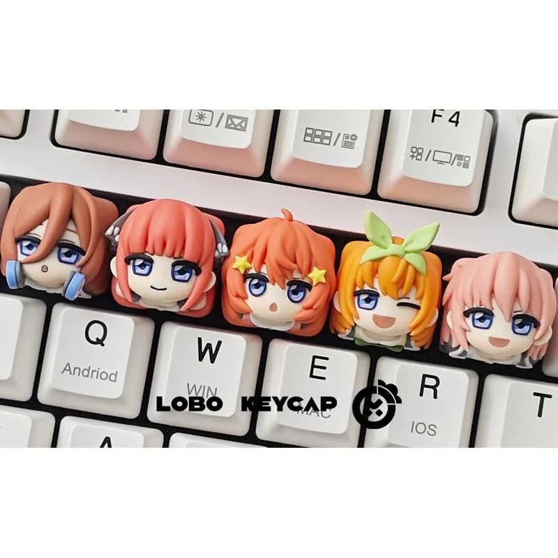 Copritasti della serie The Quintessential Quintuplets Nakano Ichika Miku Yotsuba Copritasti per tastiera meccanica in resina anime personalizzati