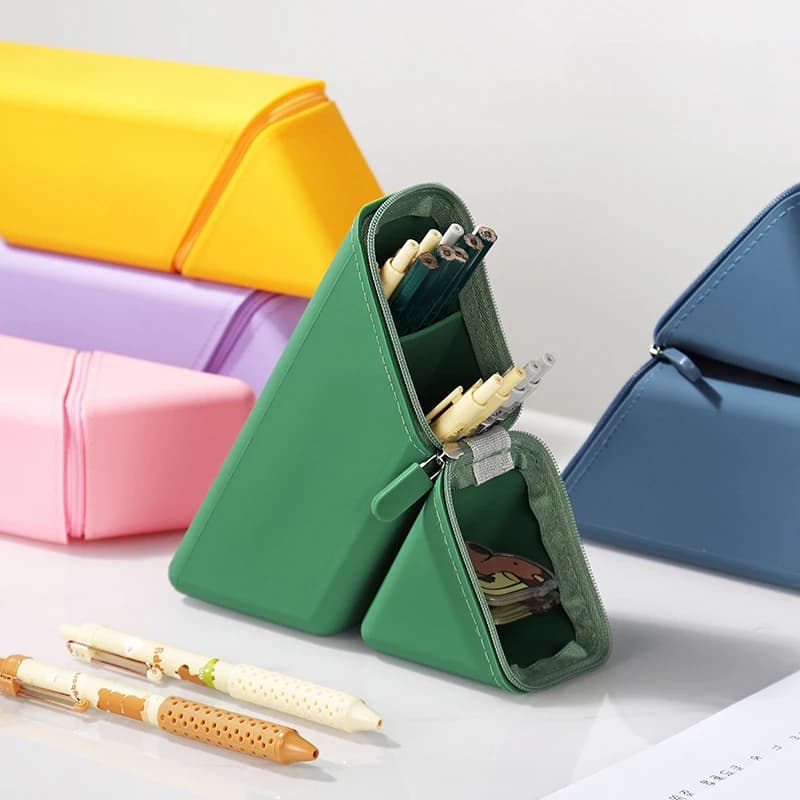 Astuccio in silicone di grande capacità, telescopico verticale, rettangolare, per cancelleria, portapenne per studenti, materiale scolastico per ufficio