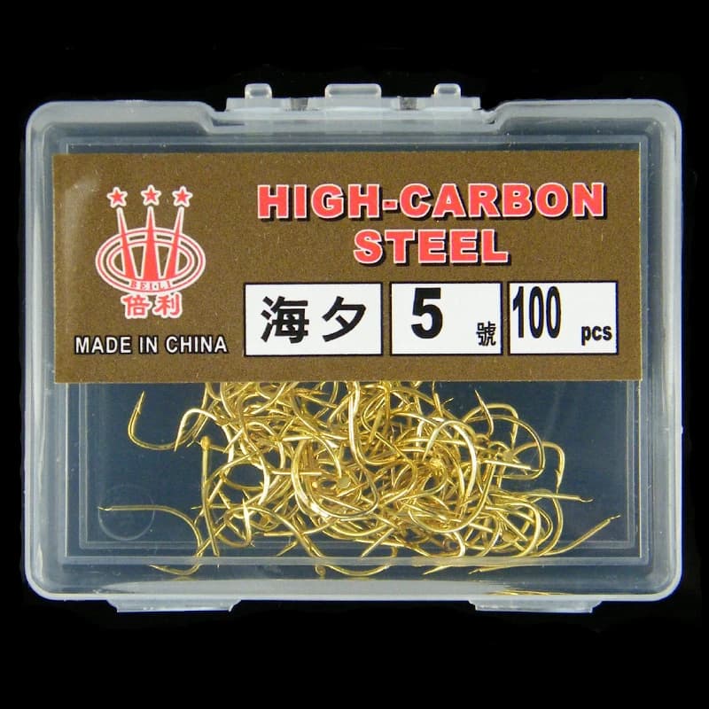 100 pieces Haiyu golden fishing hooks barbed fishing wild stem long black equipment for canned equipment