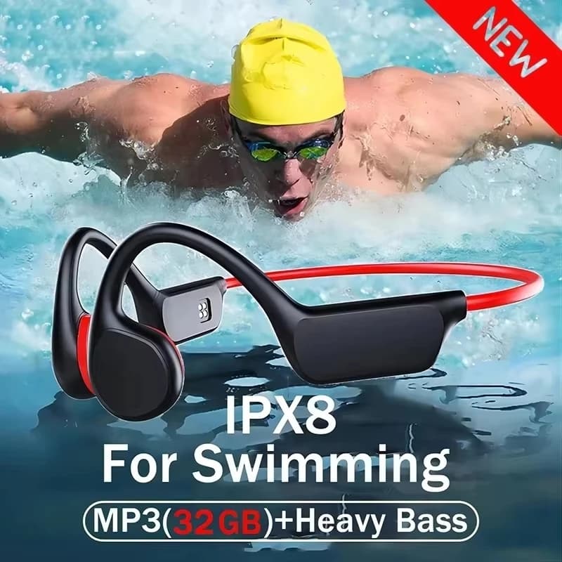 2026 New Bone Conduction Headphones IPX8 Wireless Waterproof Swimming Sports Headset Bluetooth 5.4 with Mic for Exercise Fitness
