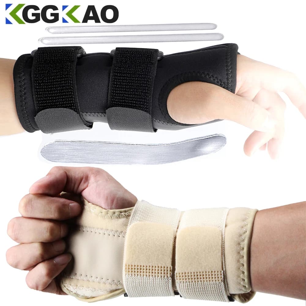 Tutore per polso 1PC tunnel carpale, supporto per polso regolabile e stabilizzatore per stecca metallica, tutore per mano per sonno notturno per alleviare il dolore, sport