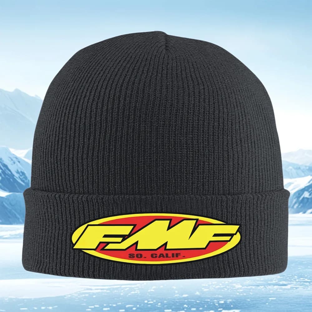 Logo FMF giallo rosso design Uomo Donna Cappello lavorato a maglia unisex Beanie Pullover Cap Inverno Termico Caldo Natale All'aperto Ciclismo Escursionismo