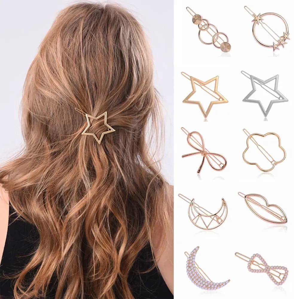 1 pz geometrica coda di cavallo forcine Bobby Pins nodo fermaglio per capelli stella cuore mollette fermagli per capelli in metallo donne copricapo strumento per lo Styling dei capelli