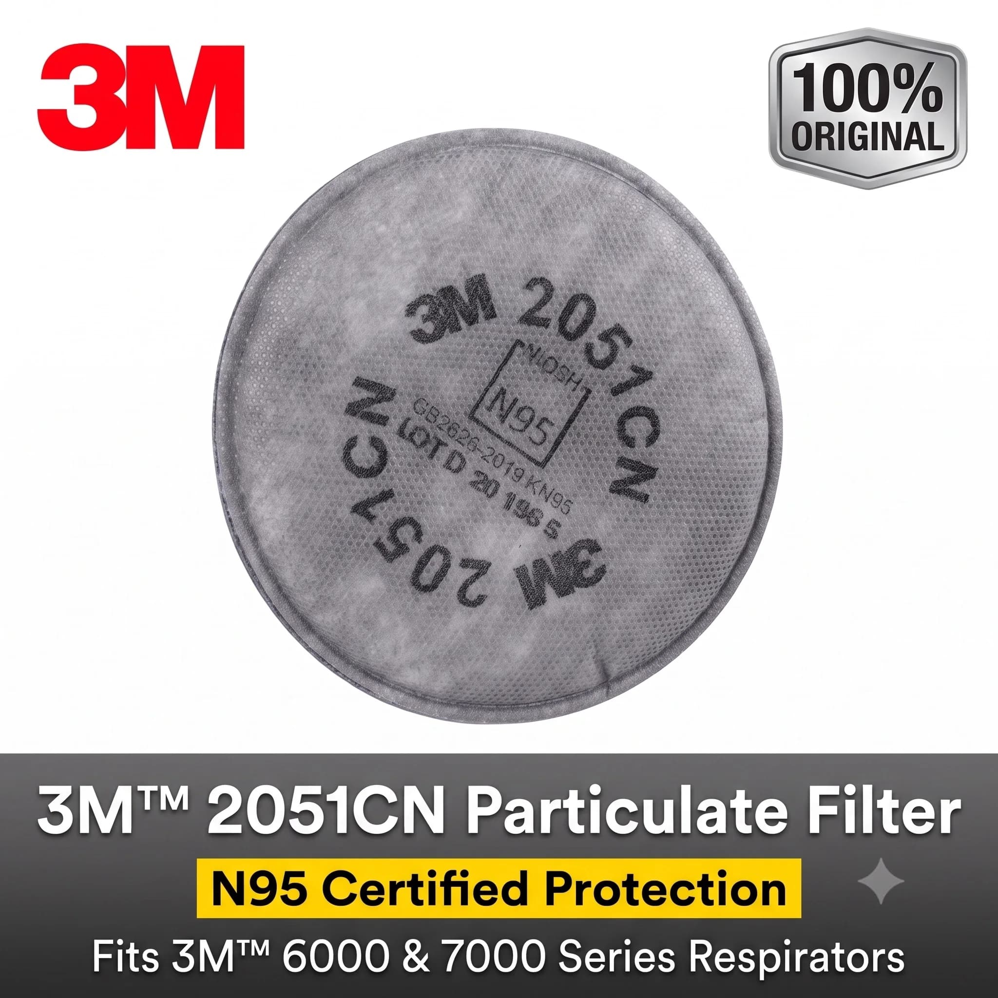 3M 2051CN N95 Particulate Filter Cotton Dustproof Welding Dust Protection Pad Replacement for 3M 6200 7502 6800 Respirator Mask