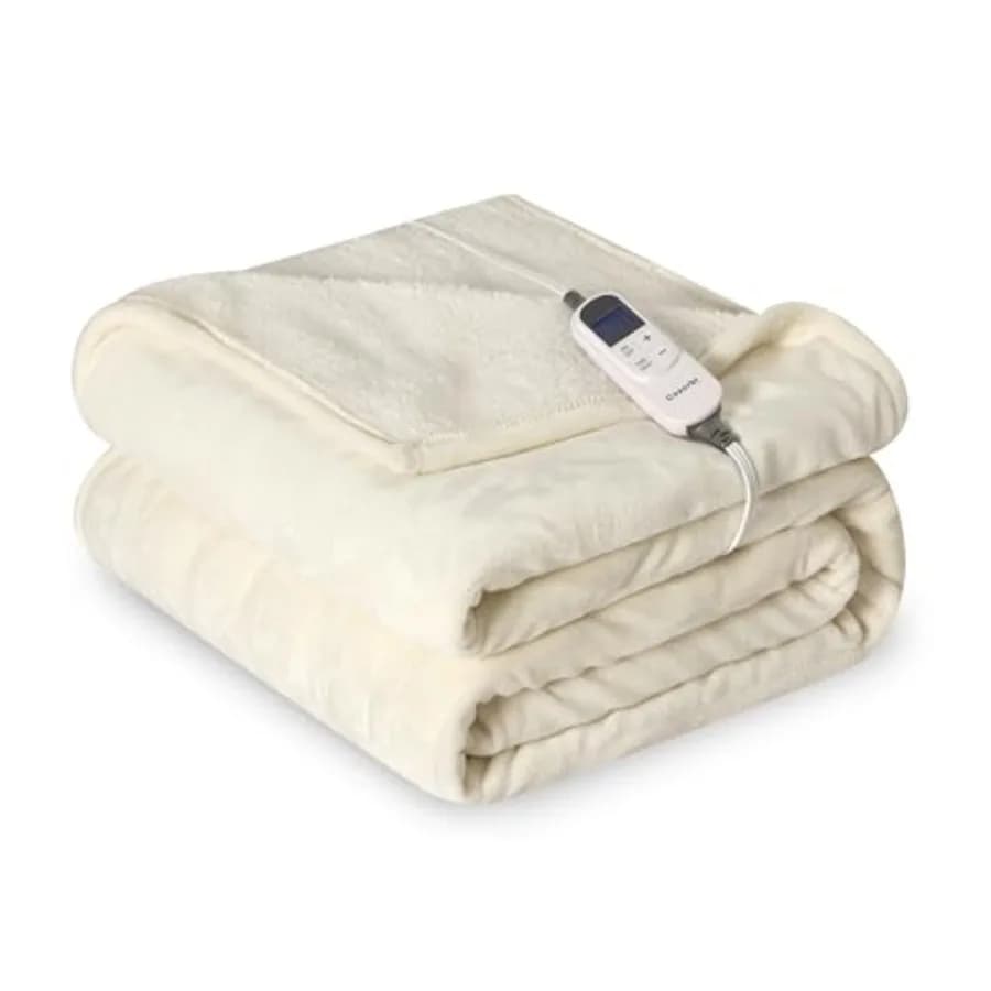 Coperta Termica 62"x84" Misura Singola, Morbida in Flanella e Sherpa, Reversibile, Elettrica con 10 Impostazioni di Calore, 12 Impostazioni di Timer e 8 Livelli di Regolazione