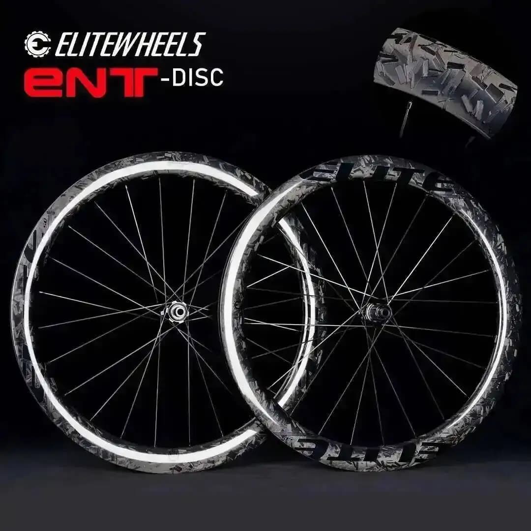 ELITEWHEELS Set di Ruote in Carbonio Forgiate per Bici da Strada, 38-50, Compatibili Tubeless, con Bloccaggio Centrale o a 6 Bulloni