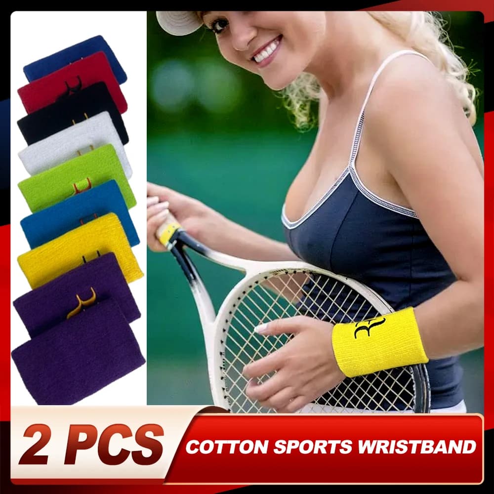 2 pz 4.53 x 3.15in cotone Tennis Wristband Ball sport Wristband Fitness Running polso cintura assorbente dal sudore equipaggiamento protettivo sportivo