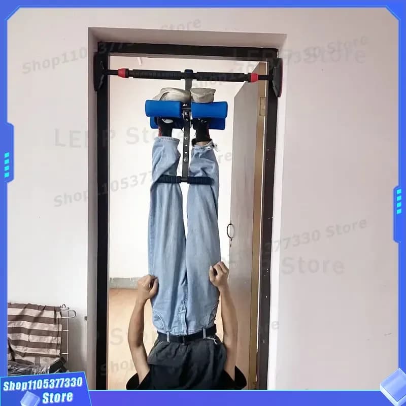 Adjustable Pull Up Bar Doorway Chin Up Station Home Gym Fitness Equipment Strength Training Exercise Tool Black Blue Color