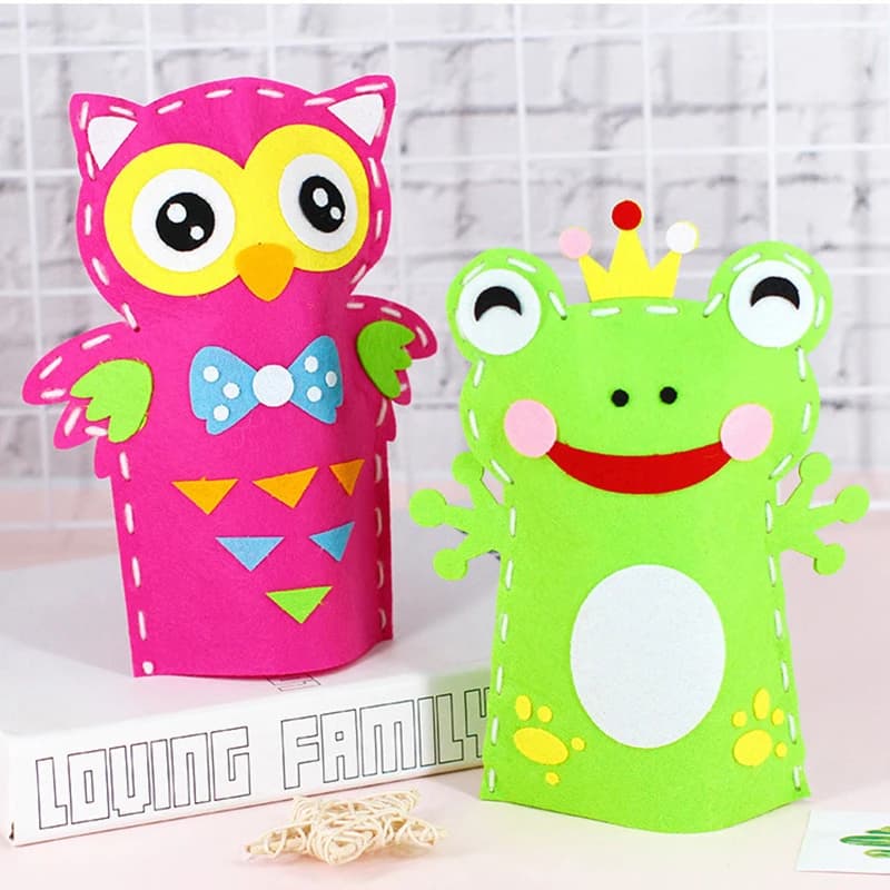 Bambini Cartoon fai da te burattino a mano giocattoli artigianali scuola materna educativo Non tessuto fatto a mano pasta materiale Kit da cucito bambini regalo di natale
