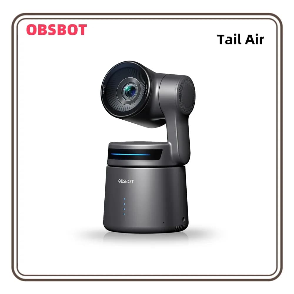 Telecamera OBSBOT Tail Air NDI per Streaming 4K con Tracciamento AI, Telecamera PTZ HDMI/USB-C/Webcam Wireless per Video e Streaming Live con Supporto App