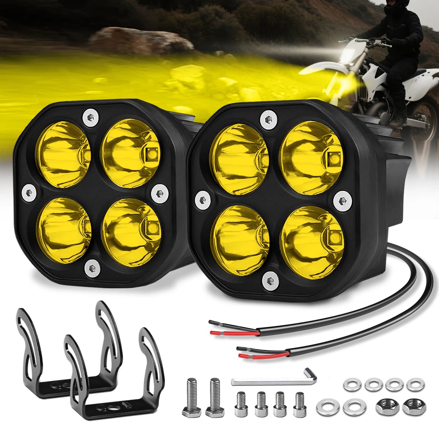 Luci a cubo da 3 pollici con luce LED ambrata per auto fuoristrada camion barca pick-up ATV SUV moto fendinebbia universali per guida spot