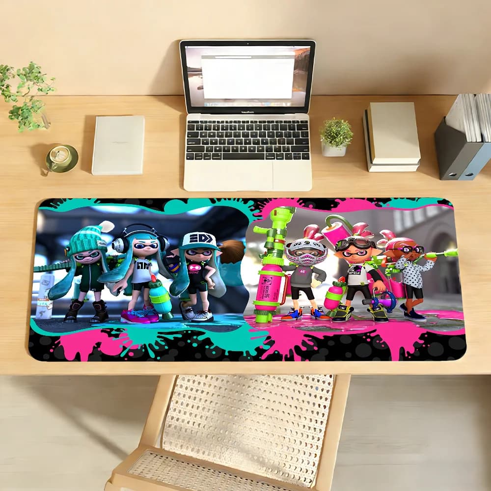 Tappetino per Mouse S-SplatoonS Antiscivolo con Bordo Bloccato, Tappetino da Scrivania per PC e Laptop, Accessori in Gomma per Ufficio, Tappeto XXL per Tastiera e Giochi