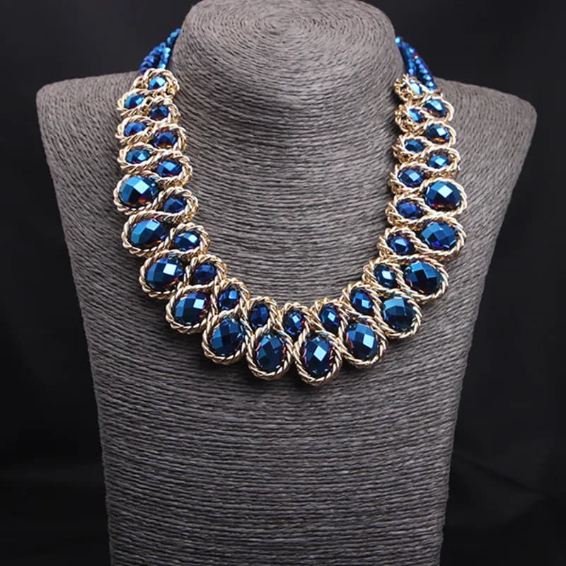Double Layer Necklaces Women Colorful Glasses Stone Handmade Choker Necklace Bijoux Collier Femme Festival Jewellery Gifts