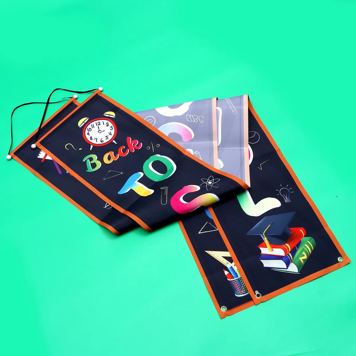 1Pair Welcome Back to School Door Curtain Oxford Cloth Couplet Banner Classroom Wall Hanging Party Table Decoration