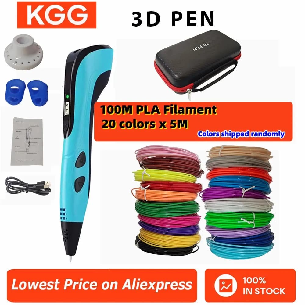 New 3D Pen 3D Printing Pen for Kids Filament PLA from 1.75 mm DIY Design Children's Birthday Christmas Gifts