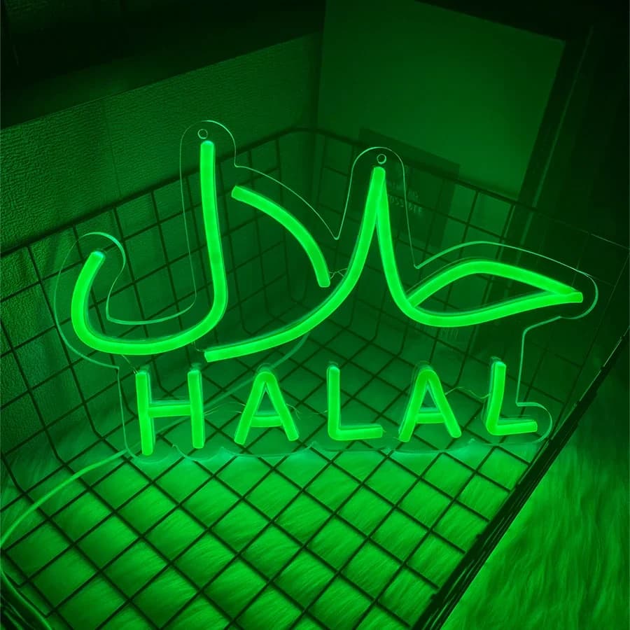 Luci al neon decorative a LED per cibo musulmano, negozi di ristorazione per aumentare l'atmosfera nel negozio, controllo della sorgente luminosa USB.