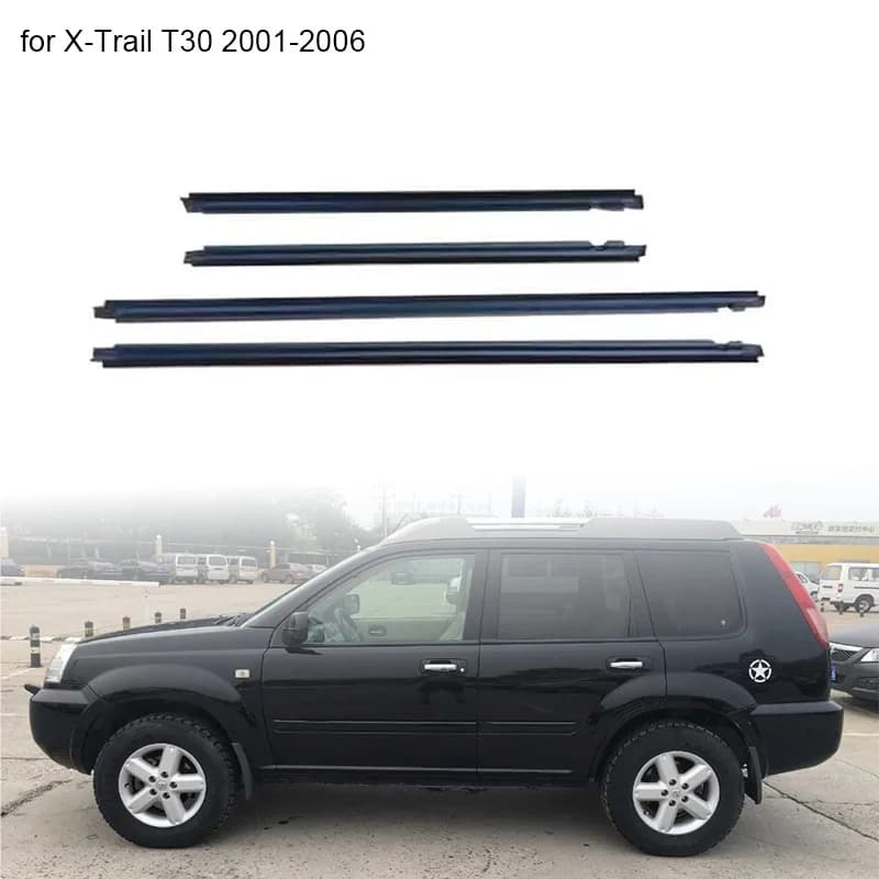 Nero 4 pezzi Finestra di Gomma Trim Per Nissan XTrail T30 2001-2006 Guarnizione Strisce di Tenuta In Gomma Porta Stampaggio Trim 80821-8H300