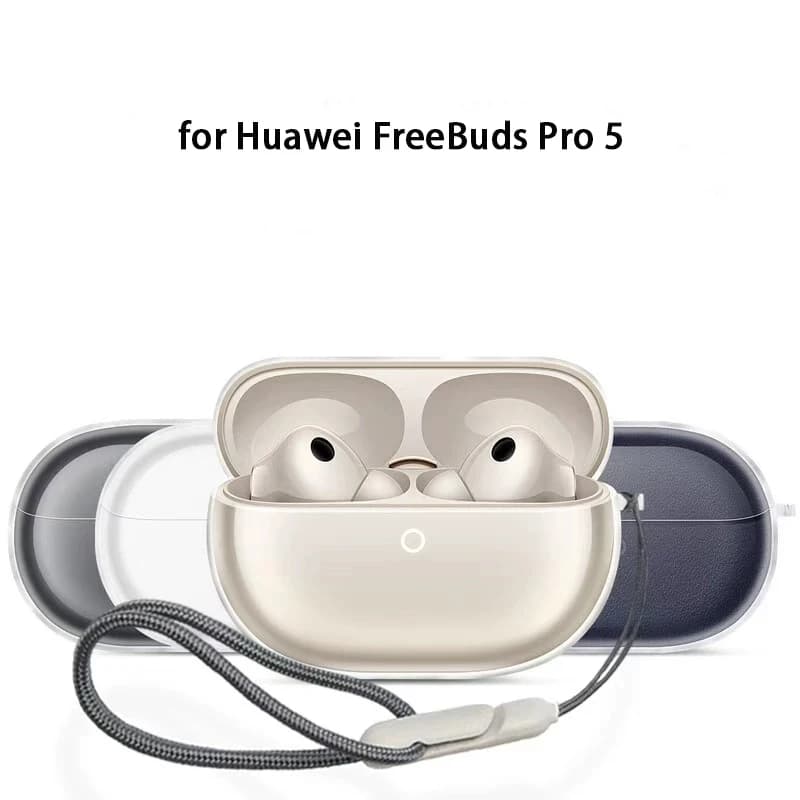 Custodia in TPU per Huawei FreeBuds Pro 5, trasparente antiurto con laccetto, protezione completa per auricolari FreeBuds
