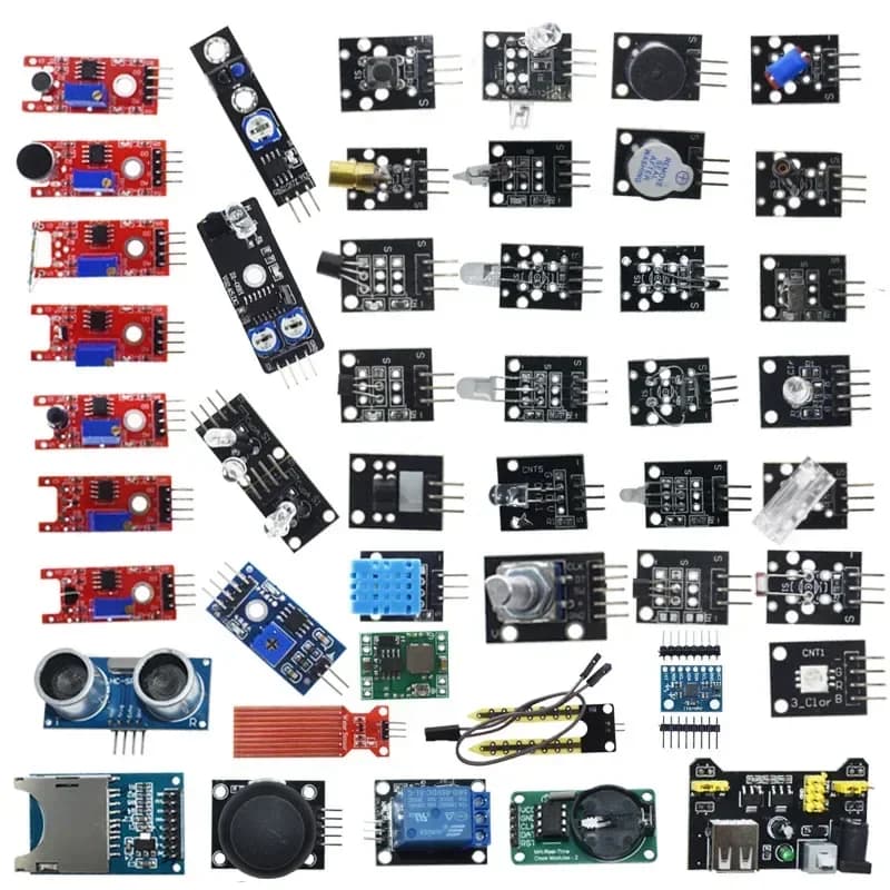 Moduli sensori 45 in 1 Kit iniziale da 16 tipi per Arduino Raspberry Pi, migliore di 37 in 1 con scatola fai da te UNO R3 MEGA25