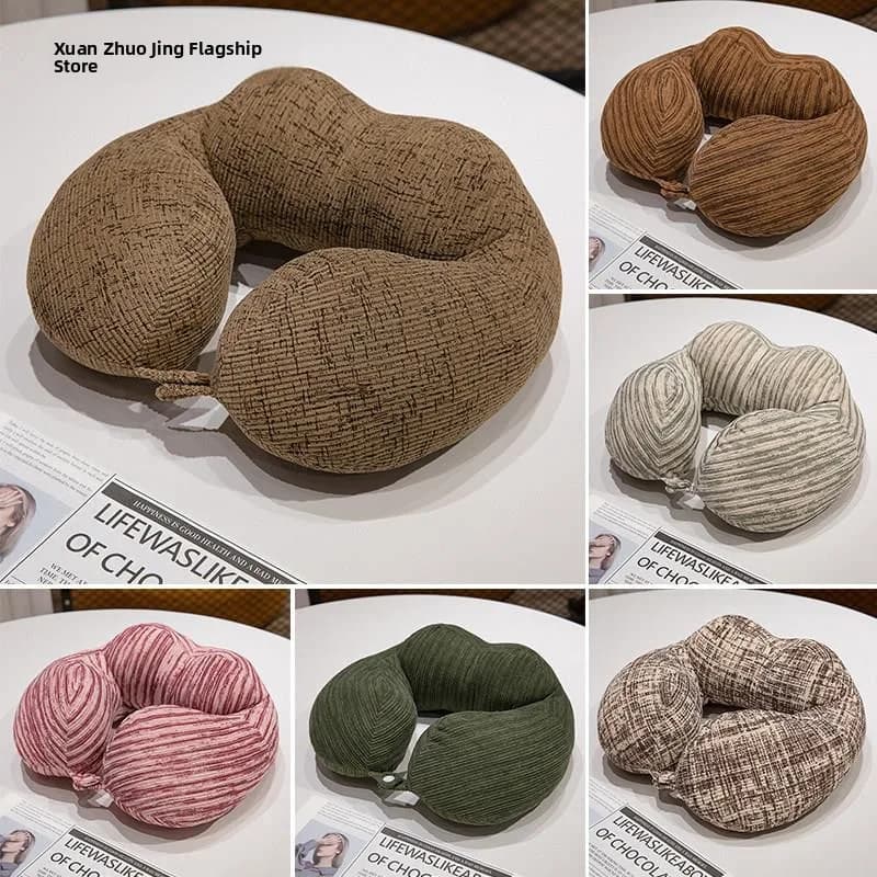 Cuscino da Viaggio Portatile a Forma di U con Riempimento in Micro Particelle, Regolabile, per la Cura del Collo dei Bambini durante il Sonno