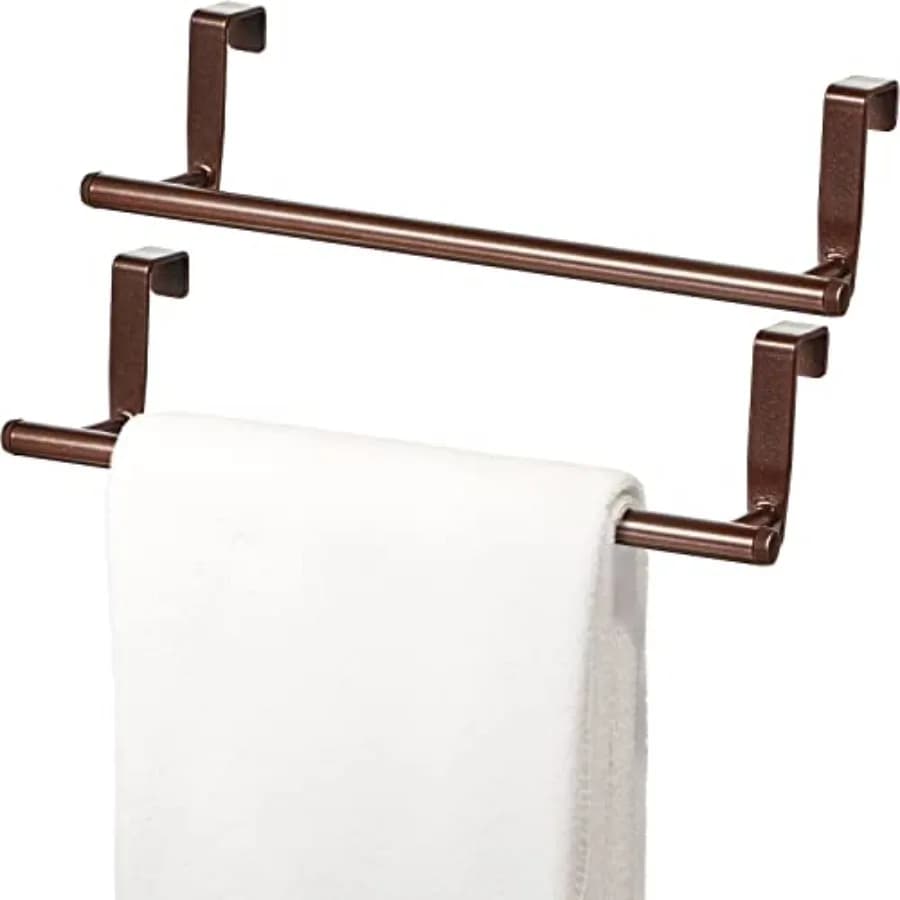 2 Pack Towel Rack for Cabinet, Over Cabinet Bar, Strong Steel Towel Holder, 9 Inch for Home Kitchen Bathroom Doors