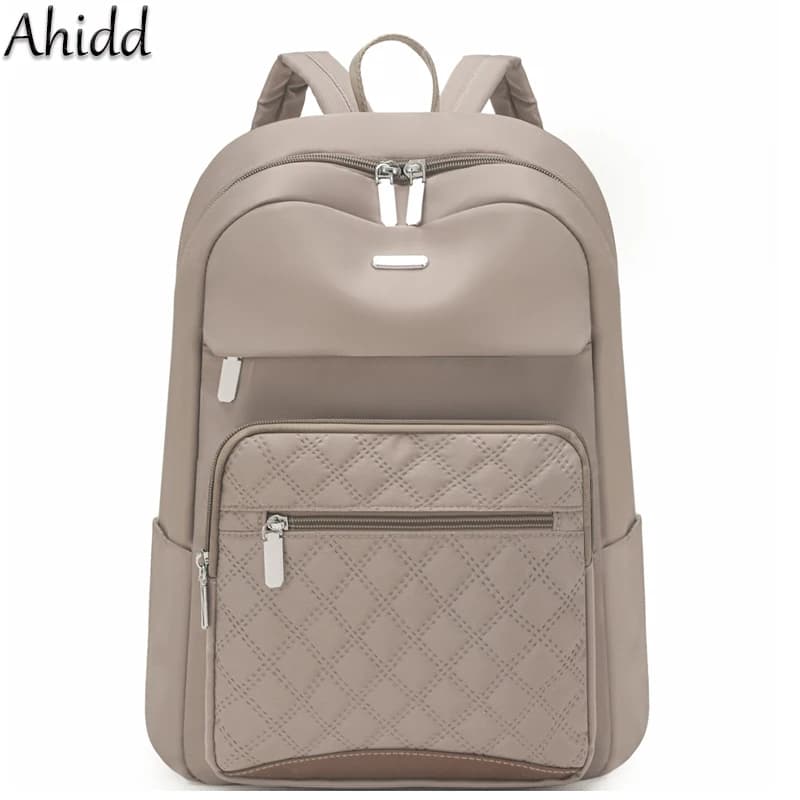 Fashion Plaid Commuter Daypack Women Waterproof Nylon Backpack Large Capacity School Bag Laptop Bag Lightweight Travel Rucksack